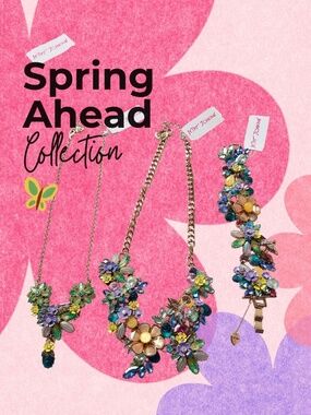 Betsey Johnson Spring Ahead rare set — Y-drop & bib necklaces & bracelet -NWT